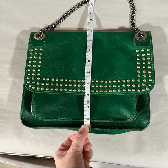 Patricia Nash Discovery Green Studded Merano Leather Shoulder Bag - Picture 15 of 16